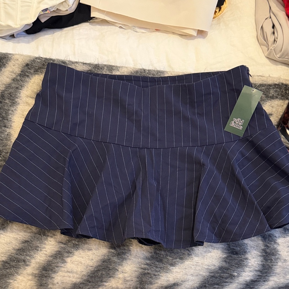 Wild Fable Navy Pinstripe Mini Skirt
